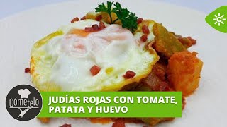 Cómetelo  Judías rojas con tomate patata y huevo [upl. by Waldon]