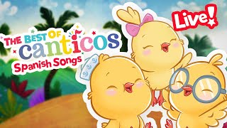 🔴Canticos Best Hits 💛  LIVE  Spanish Songs for Kids🎵🎵  Learn Spanish  Canticos animals song [upl. by Vilma]