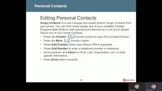 31Allworx Phone Training Personal Contacts and Speed Dials [upl. by Ahsenwahs]