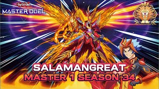 Back to MASTER 1 with Salamangreat  YuGiOh Master Duel Season 34 Gameplay amp Decklist [upl. by Ylra185]