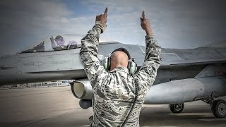 301st Fighter Wing F16 Marshalling and Takeoff [upl. by Iuqcaj]