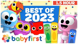 Toddler Learning Videos  Color Crew amp Larry surprise eggs  Learn wild animals amp more BabyFirst TV [upl. by Inor563]