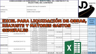 FORMATO ESTANDAR PARA LIQUIDACIÓN DE OBRAS CÁLCULO DE REAJUSTE Y MAYORES GASTOS GENERALES [upl. by Parry]