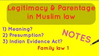 Legitimacy and parentage under Muslim law [upl. by Annekahs]