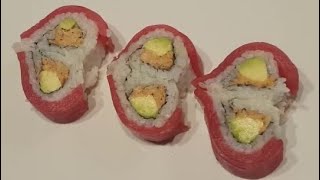 HOW TO MAKE VALENTINES DAY HEART SUSHI ROLL WITH TUNA AND CRAB SALAD AVOCADO BEAUTIFUL SUSHI ROLL [upl. by Averyl]