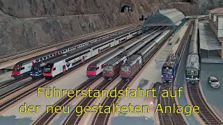 Führerstandsfahrt über die neu gestaltete Anlage mit viel schweizer Rollmaterial  Trainaction pur [upl. by Ritz]