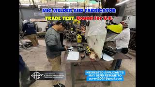 MIG WELDER AND FABRICATORS TRADE TEST BOUND FOR UK [upl. by Matelda581]