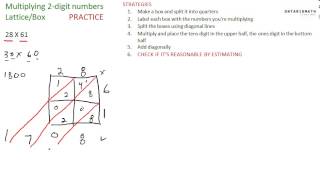 Multiplying two 2digit numbers latticebox method practice [upl. by Eseuqcaj]