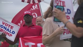 Trump supporters turn out against Jill Biden during first ladys Virginia Beach visit [upl. by Atsahc]