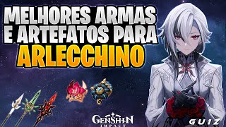 MELHORES ARMAS ARTEFATOS E TIMES PARA ARLECCHINO  GENSHIN IMPACT [upl. by Madian]