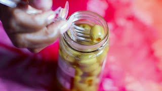 OLIVES STUFFED WITH MINCED PIMIENTOS ASMR EATING SOUNDS [upl. by Pembrook400]