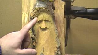 How To Carve A Wood Spirit Face With Hand Tools 4 [upl. by Shandeigh671]