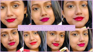 Milani Amore Matte Lip Creme  Swatches amp Review [upl. by Resaec]