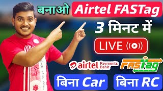 Airtel Fastag Kaise Banaye  How To Make Airtel FASTag Without RC and Car  Airtel Bank FASTag Trick [upl. by Isbella]