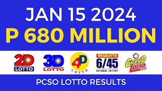 Lotto Result January 15 2024 9pm PCSO [upl. by Kotta]