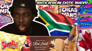 CANADIAN TRIES SOUTH AFRICAN SNACKS AND RATES THEM YUMMY Mukbang Southafrica asmr [upl. by Enicnarf826]