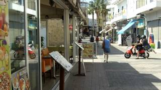 Hersonissos Crete  Coastal strip cafes and shops [upl. by Chadburn]