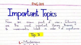 Important Topics literature ENG205 4thsememster pu [upl. by Dena]