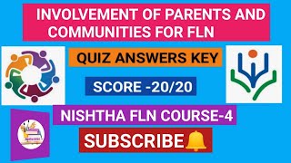 Involvement of Parents and Communities for FLN quiz answer key nishthaquiz involvementofparents [upl. by Eycats477]