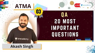 ATMA 2021  20 Most Important Questions  Quants  Akash Singh  Unacademy CATalyst [upl. by Aroc]