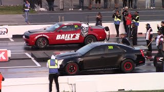 Cadillac CTSV vs Hellcat Supercharged Challenger CTSV and Dodge Demon  Heads Up Drag Races [upl. by Oterol990]