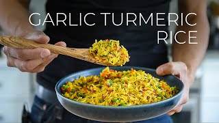 Quick Garlic Turmeric Rice Recipe for DINNER TONIGHT [upl. by Liz]