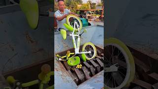 Man Crushes Bicycle Into Crusher Machine shortsvideo [upl. by Aranaj]