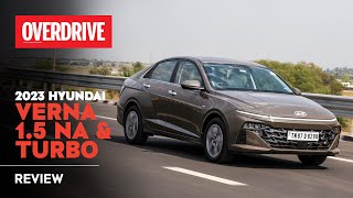 2023 Hyundai Verna 15 NA amp Turbo review  overhyped overstyled and overdone  OVERDRIVE [upl. by Arahs]