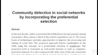 Community detection in social networks by incorporating the preferential selection [upl. by Aleck]