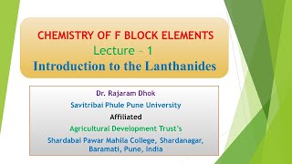 Chemistry of F Block Elements Lecture 1  Introduction to the Lanthanides [upl. by Hallie]