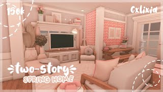 Bloxburg  150k 2Story Blush Spring Home  House Build [upl. by Notsnhoj]