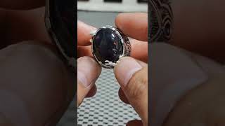 Black opal afrika ethiopia Ring perak gemstone opal batupermata [upl. by Yelik]