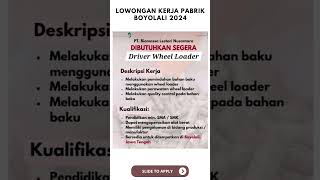 Lowongan Kerja Pabrik Boyolali Terbaru 2024 lokerpabrik lokerboyolali lokerhariini lokerterdekat [upl. by Rolyks]