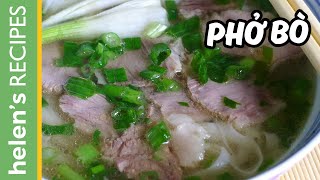 PHO BO  Vietnamese Beef Noodle Soup Recipe  Helens Recipes [upl. by Collie]