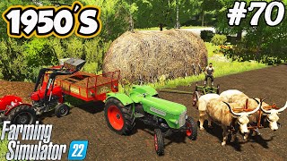 1950S Spreading manure Spreading lime Mowing the meadow New plow FS 22 Ep 70 [upl. by Berhley]