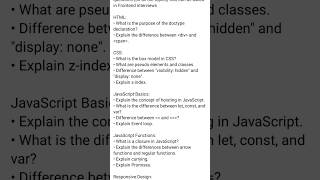 Frontend Interview Questions Answers asked By Interviewer frontendinterview learning shortvideo [upl. by Eisiam]