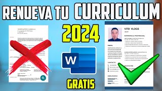 RENUEVA TU CV EN 5 MINUTOS 2024 PLANTILLAS GRATIS PARA TU CV I COMO HACER UN BUEN CURRICULUM EN WORD [upl. by Muscolo]