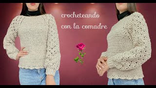 ✨✨✨TEJE HERMOSO SUETER PUNTO PUFF A CROCHET PARTE 1 FACIL Y RAPIDOCROCHETEANDO CON LA COMADRE [upl. by Vtehsta424]