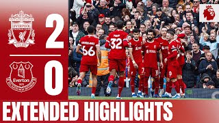 EXTENDED HIGHLIGHTS Liverpool 20 Everton  Salah double secures derby win [upl. by Nylrac]