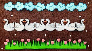 🦢 3 Easy Decorative paper Chain Ideas  Bulletin Board Border Design  Notice Board Decoration [upl. by Pritchett]