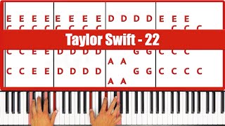 22 Taylor Swift Piano Tutorial Easy [upl. by Evelinn]