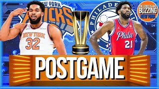 KNICKS SIXERS POSTGAME OG Anunoby Dunk A Thon Hart HUGE🏆 NBA Cup Embiid back 76ers NYK NBA News [upl. by Bohon]