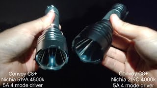 Convoy C8 Nichia 519A 4500k vs Convoy C8 Nichia 219C 4000k [upl. by Ainala]