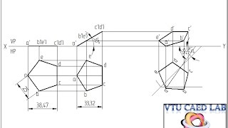 Projection of a pentagonal lamina with corner on HP [upl. by Anirrak]