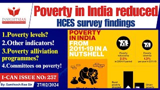 Poverty levels below 5 NITI AayogHCES report findings by Santhosh Rao UPSC [upl. by Kareem]