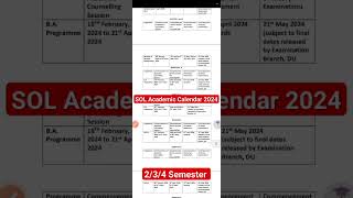 SOL Academic Calendar 2024 For 2nd  4th  6th Semester students  Classes Exams Assessment Etc [upl. by Barcroft512]