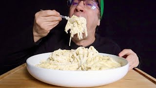 ASMR • Creamy • Fettuccine • Alfredo • Pasta • Mukbang • Feast • homemade sauce [upl. by Katlin]