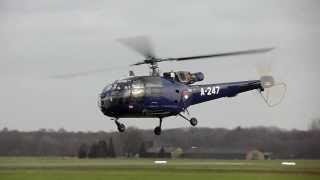 Fuelstop landing RNLAF Bluebird27 A247 Aérospatiale Alouette III at Teuge Airport [upl. by Laresa425]