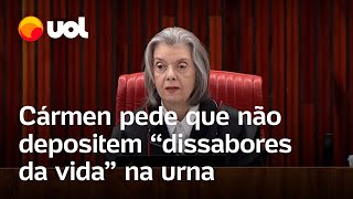 Cármen Lúcia pede para pessoas não depositarem seus dissabores da vida nas eleições veja discurso [upl. by Anileuqcaj]