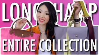 ENTIRE LONGCHAMP LE PLIAGE BAG COLLECTION Review 10 Size Comparison amp Organizers  FashionablyAMY [upl. by Coad]